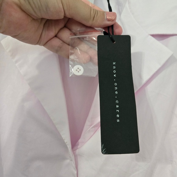 Know One Cares Pink Midi Dress Short Sleeve Button Down Shirt Dress Womens L - Picture 6 of 6